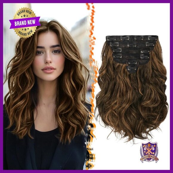 12 Inch Clip-In Hair Extensions, 6PCs Synthetic, Heat-Resistant, Voluminous main image 6